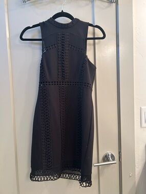 Free People Black Lace-Trim Sleeveless Mini Dress